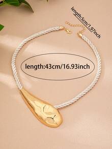 1件装粗绳水滴吊坠项链 - 夸张波西米亚风格女士首饰 - 彩色 - 查看 3