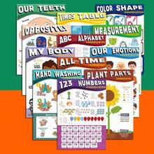 Educational Posters For Classroom Decor, Colorful Educational Posters Chart For Toddlers 1-6, ABC Chart, Numbers, Colors, Shapes, Days Of The Week, Boho Early Education Posters, Kindergarten & Preschool Classroom Must Haves - Gỗ đỏ - Xem 5