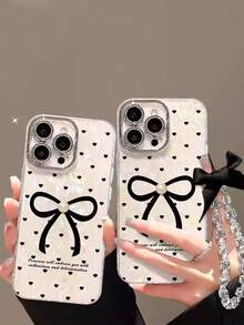 Elegant Pearl Bow Shell Pattern + Bow Chain Decoration Compatible With Iphone 17/17Plus/17Pro/17Promax, 16/16Plus/16Pro/16Promax, 15/15Plus/15Pro/15Promax, 14/14Plus/14Pro/14Promax, 13/13Pro/13Promax, 12/12Pro/12Promax, 11/11Pro Max, Dust-Proof, Popular - Multicolor - View 2