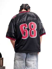 MT99 Men's Letter & Number Print Casual Versatile Daily Wear T-Shirt - Black - View 2