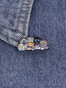 1枚可爱卡通猫咪珐琅胸针，可作服装胸针、金属胸针、时尚翻领徽章、背包、衣服、珠宝包别针，毕业礼物佳品 - 彩色 - 查看 2