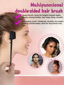 1PC Double Sided Edge Control Brush, 3-In-1 Styling Tool With Boar Bristles For Smooth Baby Hair And Eyebrows, Professional Hair Edge Brush For Natural Hair Styling, Anti-Frizz Grooming Kit For Women Girls, Travel Friendly Hair Accessories For Daily Use,Christmas Gift,Hair Tools,Hair Items,Travel Essential,Travel,Barber,Hairstylist,Barber Accessories,Valentine's Day,Hair Supplies,Hair Stylist,Barbershop,Salon,Vacation Essentials,Hair Products,Barbershop,Valentine's Gift,Travel Essentials For Women,Hair Stylist Tools - 玫紅色 - 查看 9