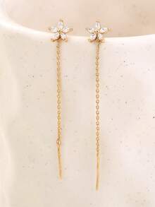 1 Đôi bông tai xỏ lỗ thời trang tối giản đính đá Zirconia hình ngôi sao tua rua - Vàng - Xem 6