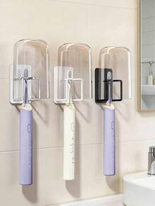 حامل فرشاة الأسنان للتركيب على الحائط، بدون الحاجة إلى الحفر، يتضمن رف لتخزين الحلاقة، مثالي لتنظيم فرش الأسنان، مناسب للحمامات والمركبات الترفيهية، يتميز برفوف - متعدد الألوان - مشاهدة 1