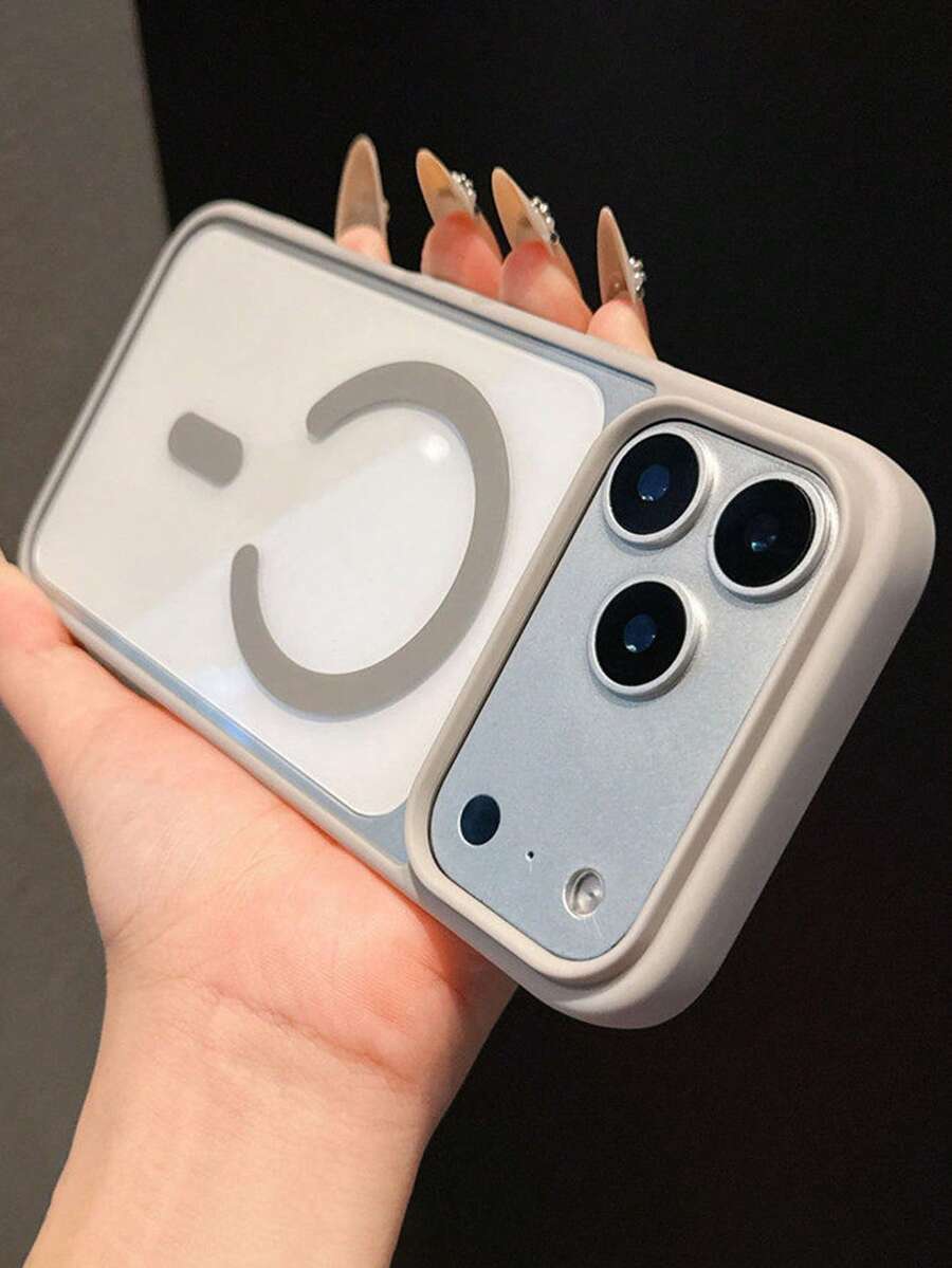 Lyxigt klart genomskinligt magnetiskt telefonskal kompatibelt med 17ProMax 17Pro 17Air 17 Pro Max 16 Pro Max 16 Pro 16 magnetiskt trådlöst laddande stötsäkert bakstycke - Grå - Visa 1