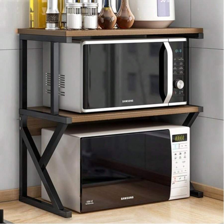 Extendable Microwave Shelf - 2/3 Levels, Sturdy X-Structure, Kitchen Organizer - 3層 - 查看 1