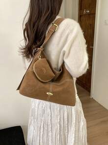 新款女士手提包，大容量单肩包，优雅通勤包，带小袋的手提包，时尚背包 - 彩色 - 查看 9