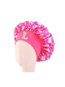儿童缎面字母印花睡帽，时尚舒适，透气防滑，日常护发帽 - 彩色 - 查看 9