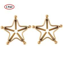 1 Cặp kẹp khuyên núm vú bằng thép không gỉ có thể điều chỉnh, không cần xỏ lỗ, trang sức cơ thể dành cho người lớn, hình khiên, ngôi sao, kẹp vít trang sức cơ thể dành cho phụ nữ - vòng núm vú - Xem 7