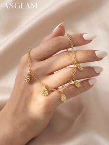 1件优雅水滴流苏锆石项链，S925纯银极简主义颈链，精致珠宝礼品，适合女孩日常和约会穿着 - 水滴流蘇項鍊 - 查看 3