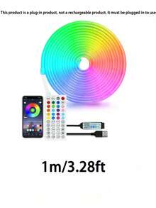 1pc Neon Light Strip, LED Light Bar, App Controlled, Comes With 44-Key Remote, Music Sync, Flexible DIY Design, Suitable For Bedroom, Living Room, Game Room, Party Decor, Holiday & Christmas Decor - Multicolor - View 15