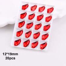 红色玻璃水晶，各种形状，闪亮手工缝制水晶水钻装饰珠，平底穿孔宝石，DIY配件，缝制宝石，水钻，用于装饰衣服、连衣裙、包包、鞋子、胸针、耳环、手工艺品 - 彩色 - 查看 8