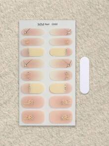 SSemi Cured Gel Nail Strips , Jelly Beige, 16 Pcs Gel Nail Wraps, Stickers, No UV Light Required, Salon Quality, Long Lasting - Dusty Pink - View 3