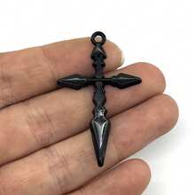 5pcs Gothic Style Necklace, Earrings, Pendant Jewelry Set, Punk Style Gift For Men & Women - Diamond-shaped Cross - View 7