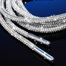 2 Pairs Of Luxury Rhinestone Shoelaces, Round Rhinestone Shoelaces/Hat Straps, Stylish And Sparkling, Crystal Drawstring Athletic Shoelaces - White - View 7