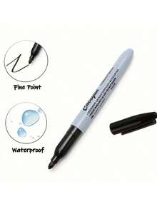 12 Fine Tipped Permanent Waterproof Black Markers, Perfect For School Supplies, Offices, And Gift Packaging | Fashionable Design, Measurement Analysis, Marking And Recording, Suitable For Painting And Poster Making, Student Gifts, And Back To School - Marker - View 3