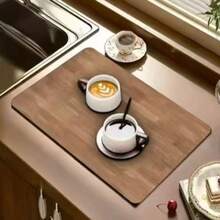 1pc Multi-Purpose Wood Grain Pattern Quick-Dry Mat, Stain-Resistant, Suitable For Various Occasions Like Washing Machine, Coffee Maker, Dining Table - Multicolor - View 13
