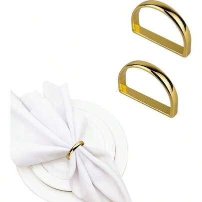 2 Pack Napkin Rings, Semicircle Metal Gold Napkin Holders Easter, Thanksgiving, Table Dcor (2)