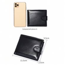 RFID Blocking Genuine Leather Wallet, Multifunctional Card Holder, Tri-Fold Wallet With Zipper Coin Pocket, Suitable For Men And Women - Black - View 8
