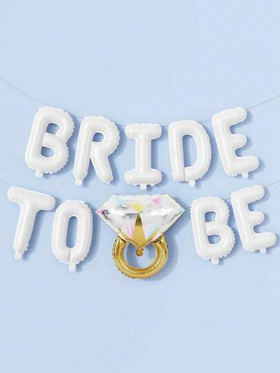 Bac Helorette Party Decorations, Bride To Be Bridal Shower Letter Balloons Banner With Diamond Ring Mylar Foil Balloon For Engagement Wedding Photo Booth Hen Night Room Party Decor