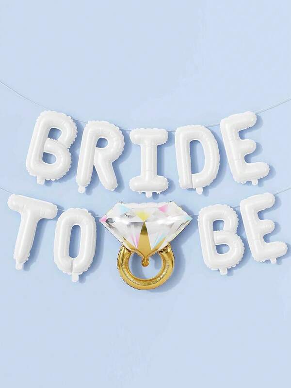 Bac Helorette Party Decorations, Bride To Be Bridal Shower Letter Balloons Banner With Diamond Ring Mylar Foil Balloon For Engagement Wedding Photo Booth Hen Night Room Party Decor