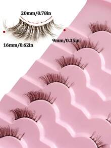 Rikuaild 7 Pairs Brown Half Lashes With Clear Band Cat Eye Effect Lashes Natural Look Wispy Faux Mink Lashes Fluffy Soft False Eyelashes Suitable For Daily Wear - Brown - View 3