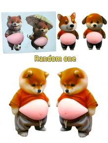 6片装可爱3D柴犬大肚皮贴纸 - 自粘防撞垫，趣味卡通狗墙贴，家居装饰，门把手保护贴和家具防刮垫 - 查看 11