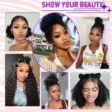 ZHENDEFA 隐藏式绑带360°蕾丝前假发，真人发水波纹假发，200%密度，卷曲真人发，预剪裁360°蕾丝，无需胶水即可佩戴，预先拔毛，自然发际线，女士款 - SNatural - 查看 10