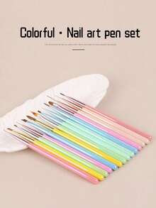 Bộ 14 cọ vẽ móng tay cán gỗ và kim loại đầu nhọn, thích hợp cho người mới bắt đầu và các tiệm làm móng, quà tặng ngày Valentine. - Nhiều màu - Xem 10