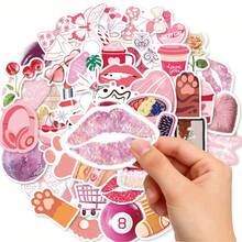 50 pièces/paquet Autocollants roses, autocollants d'ours en peluche, autocollants ludiques, cadeaux roses, autocollants mignons, autocollants kawaii, autocollants de nœuds roses, autocollants en vinyle imperméables, décalcomanies et autocollants en vinyle pour bouteilles d'eau, ordinateurs, ordinateurs portables, téléphones, bagages, cahiers, réfrigérateurs, fournitures de fête en tant que cadeaux, cadeaux pour les filles - Rose bonbon - Voir 1