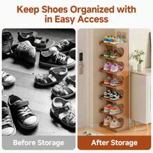 EZIFY Bamboo Shoe Rack (7-Tier, 30cm) | Space-Saving Narrow Wooden Shoe Storage - Easy To Assemble For Entryway/Dorm - 3 lớp - màu nâu - Xem 6