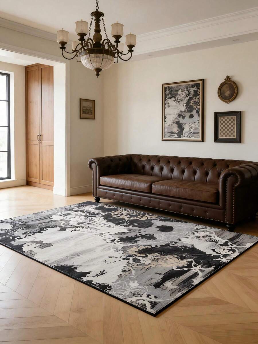 Homore Entrance Rug Indoor Door Mats For Entryway Modern Abstract Washable Rug Non Slip Throw Rugs For Bedroom, Kitchen, Front Door Entryway - 黑色 - 查看 1