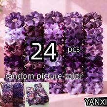 12个紫色缎面发圈，优雅缎面发绳，女士日常佩戴，发圈，家居美发饰品 - 紫色12裝 - 查看 11