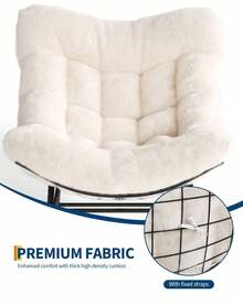Silla Mecedora Huevo con Puff - Marco de Acero Resistente y Cojín Grueso, Soporta 400 lbs - Ideal para Terraza, Balcón, Sala o Dormitorio. - Beis - Ver 4
