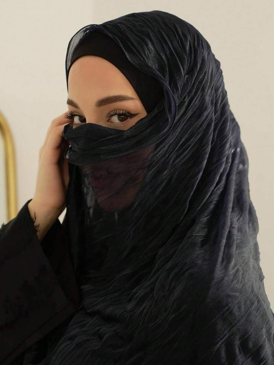 1 件优雅纯色绉纱包裹式头巾，祈祷头巾，舒适长袍，多功能发饰，时尚围巾，轻便遮阳披肩，适合夏季海滩穿着，也适合全年日常穿着、聚会和度假。