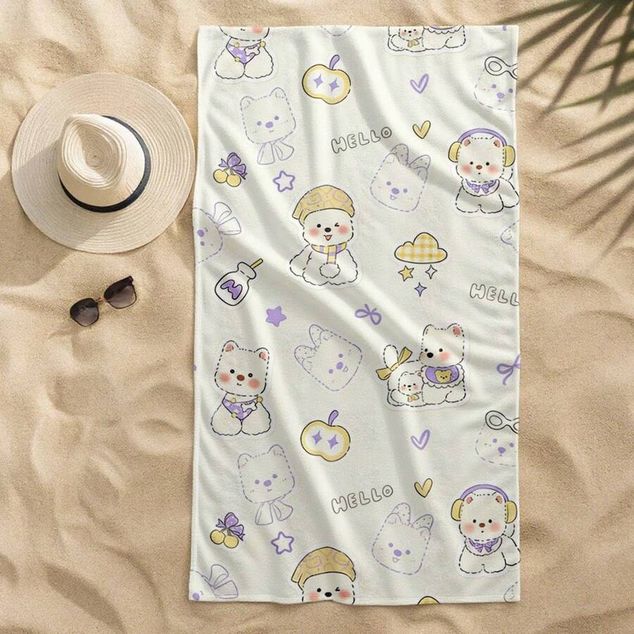 1pc Cute Soft Pet Bath Towel,Super Soft And Absorbent, Cool Summer Towel, Suitable For Holiday Birthday Gifts, Home And Travel - 彩色 - 查看 1