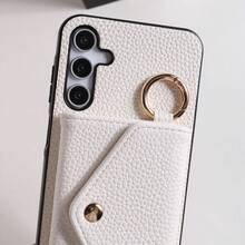 1 Piece Elegant PU Lychee Grain Leather Flip Wallet Case With Card Slots, Crossbody Strap, Ring Holder And Mirror, Compatible With S26, S25, S24, S23, S22, S21, S20 FE, Note 20 Ultra, A17, A16, A15, A07, A52, A53, A54, A25 5G, International Version, Not The Domestic Version - 白色的 - 查看 5