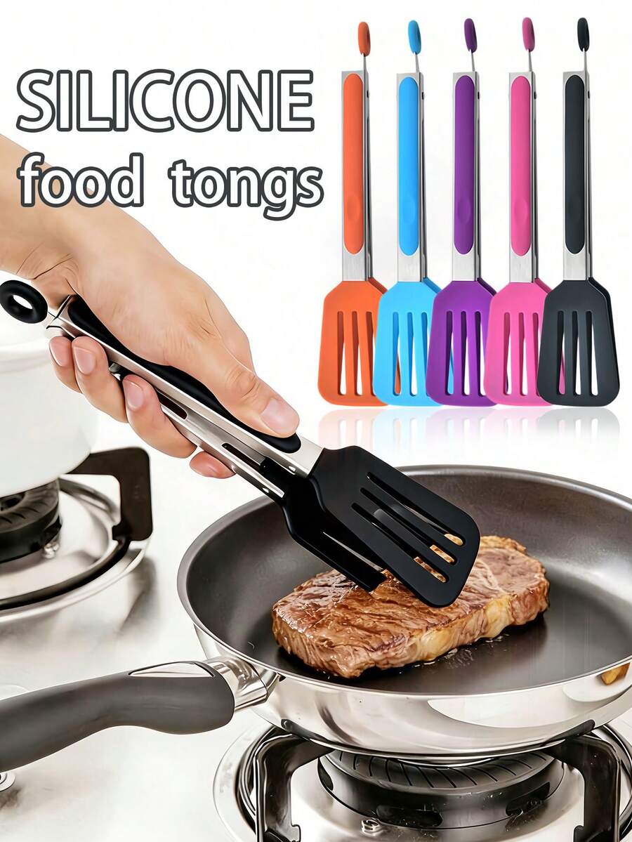 1个带硅胶头的烹饪夹,可用于夹取食物、沙拉、面包、牛排、烧烤食材,不粘厨房夹,带硅胶头,适用于厨房烧烤,可用于夹取烤面包机、牛排、馅饼、披萨、意大利面、面条、沙拉、水果、蔬菜等,是烧烤自助餐的理想选择。 - 彩色 - 查看 1