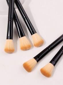 12pcs Round Blush Makeup Brushes, Soft Portable Professional Face Contour Highlighter Blush Makeup Tools - Black - View 5