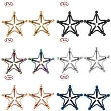 1 Cặp kẹp khuyên núm vú bằng thép không gỉ có thể điều chỉnh, không cần xỏ lỗ, trang sức cơ thể dành cho người lớn, hình khiên, ngôi sao, kẹp vít trang sức cơ thể dành cho phụ nữ - vòng núm vú - Xem 1