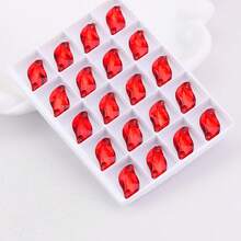 红色玻璃水晶，各种形状，闪亮手工缝制水晶水钻装饰珠，平底穿孔宝石，DIY配件，缝制宝石，水钻，用于装饰衣服、连衣裙、包包、鞋子、胸针、耳环、手工艺品 - 彩色 - 查看 29