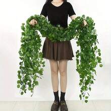 12 Pieces Artificial Ivy Leaf Garlands In Permanent Green, 3D Synthetic Green Vine Hanging Decoration, Plastic Plant Wreath For Indoor/Outdoor Use, Home, Garden, Wedding, Baby Shower, Housewarming - No Electricity Required Gift For Birthday, Graduation, Garden Decoration, Outdoor Plant, Gardening, Artificial Flowers - 12 Pieces - View 2