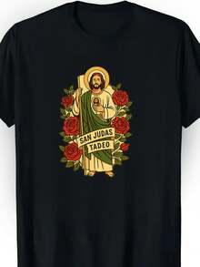 1 Blusa para Mujer, Preciosas Blusas para Mujer, Conjuntos de Ropa para Mujer,  Tadeo 180G Blanco y Negro, Camiseta con Estampado de Rosas de  Tadeo, Alta Calidad, Cuello Redondo, Corte Holgado, Ajuste Básico, Transpirable, Versátil, Lavable a Máquina, Cómoda, Talla S ~ 3XL, Esencial para el Verano, Casual, Deportiva, Diaria. - Oscuro - Ver 3