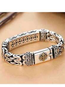 1pc Men's Vajra Bracelet, Hip Hop Style - Silver - View 2