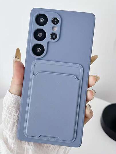 1pc Minimalist Solid Color Electroplated Anti-Slip Anti-Drop Card Holder Phone Case Compatible With IPhone 11 12 13 14 15 16 Pro Max, Galaxy S21 S22 S23 S24 S25 Ultra