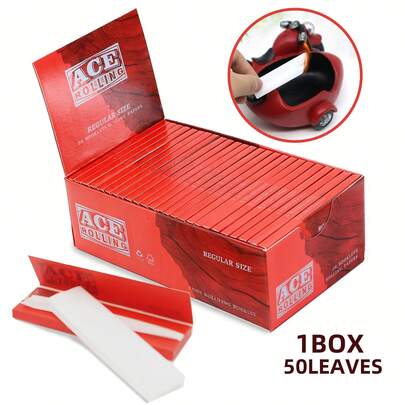 2500 Sheets (50 Packs), High Capacity ACE Red 36*70MM Cigarette Rolling Papers, 50 Sheets Per Pack, Ultra-Thin Smooth Natural Wood Pulp, Smooth Burning, Ideal For Hand-Rolling Enthusiasts, Portable Travel Size, Suitable For Smokers, Birthday Parties, Gatherings, Wedding Favors, Mother's Day, Father's Day, Valentine's Day, Christmas And Holiday Gifts