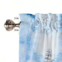 Juego de cortinas y cenefas de cocina cortinas náuticas con bolsillo para barra de playa tratamientos de ventana de granja de 24 pulgadas de longitud juego de cortinas de cocina de 3 - Azul - Ver 5