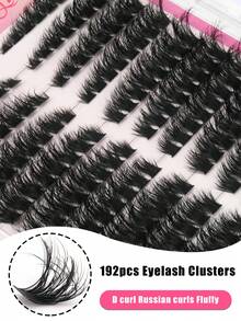 These 192-Cluster D-Style Curled And Finely Segmented False Eyelashes, With Mixed Lengths From 2-18mm, Effortlessly Create A Stunning Eye Makeup Look Suitable For All Occasions. These Lash Clusters And False Eyelashes Are Perfect For Enhancing Eye Allure, Making You Radiant In Any Setting. - D - 查看 5