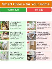 猫咪窗台栖架，配有工业级吸盘 - 实心松木吊床式猫窝，柔软垫子 - 承重42磅，适合室内猫咪 - 普通松木款1PC-均碼 - 查看 7