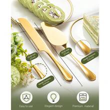 2-Piece Premium Cake Cutting Set, Exquisite Knife And Server With Serrated Design, Includes Cake Knife And Pie Spatula For Pastry, Pizza And Desserts (Gold) - View 5